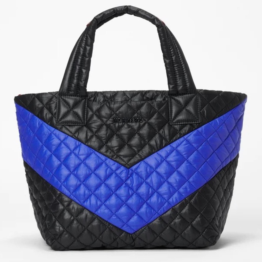 LIKE NEW LIMITED MZ Wallace Cobalt & Black Chevron Deluxe Small Metro Tote